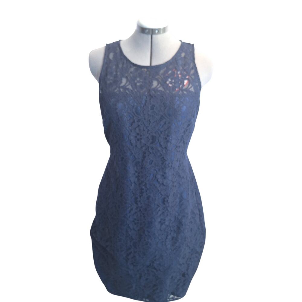 J.Crew Lacy Sheath Dress Sz 6 Navy Blue Quiet Luxury Preppy Wardrobe Staple